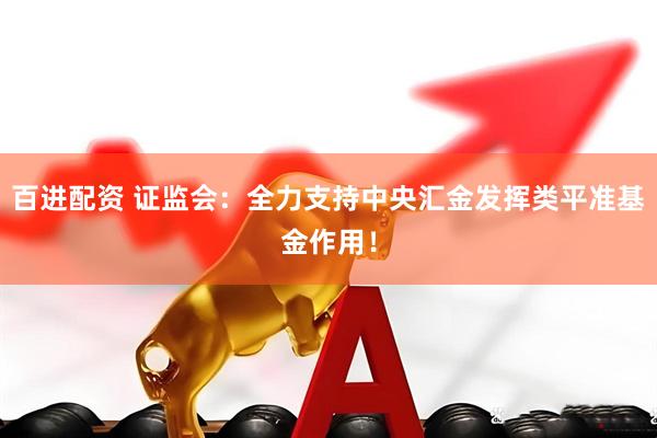 百进配资 证监会：全力支持中央汇金发挥类平准基金作用！