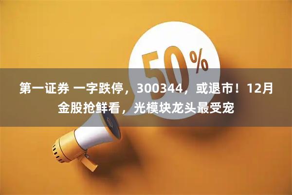 第一证券 一字跌停，300344，或退市！12月金股抢鲜看，光模块龙头最受宠