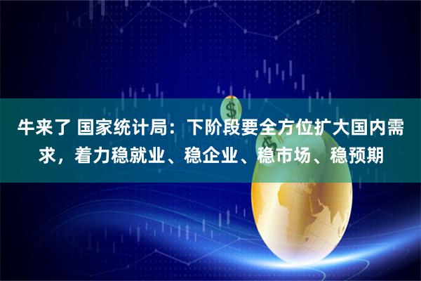 牛来了 国家统计局：下阶段要全方位扩大国内需求，着力稳就业、稳企业、稳市场、稳预期